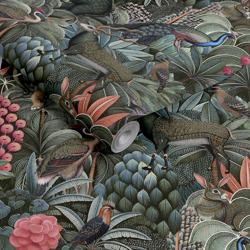 Graham & Brown Jungle Jamboree Damson Wallpaper, Green