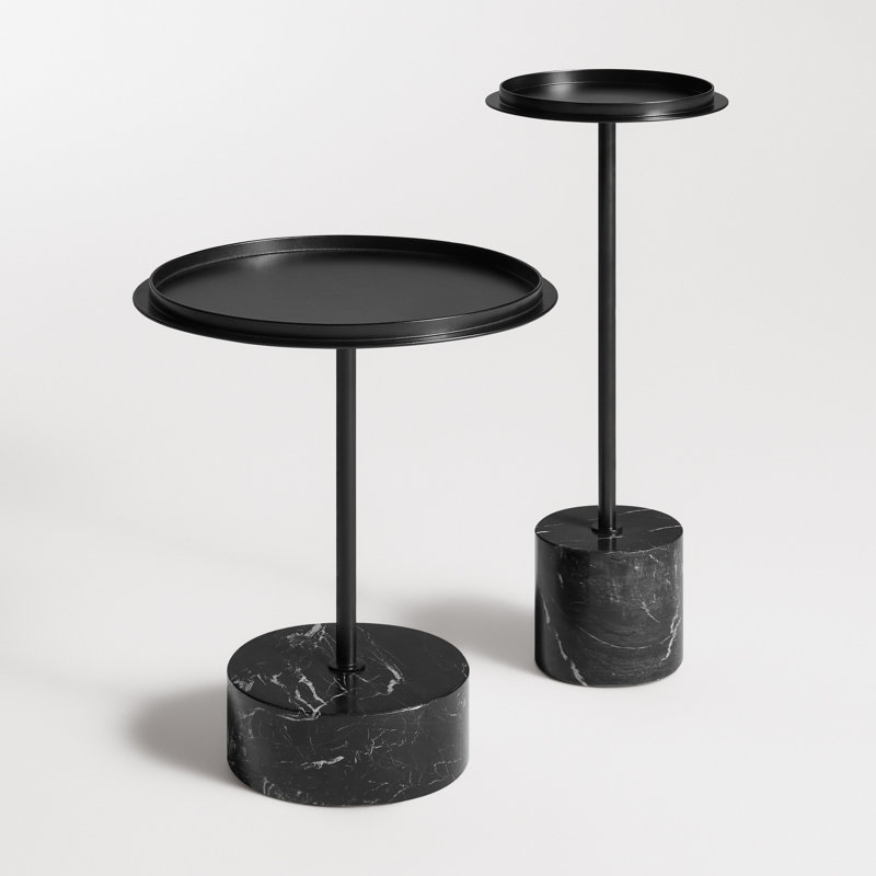 Chit Chat Marble Pedestal End Table, Putty, Cherry