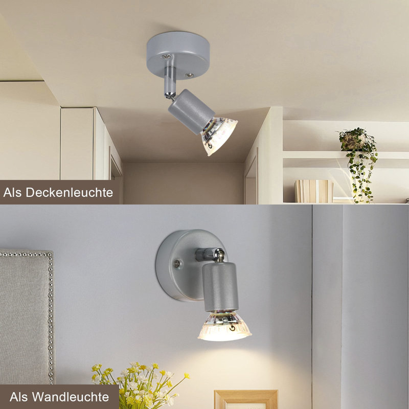 LED Ceiling Spotlight Swiveling GU10 1-Flame Ceiling Spotlights Industrial Living Room, Grey