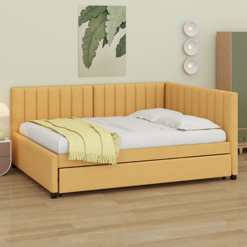 Lit de jour rembourré avec couchette, Jaune