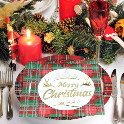 Christmas Decorations Christmas Party Supplies Christmas Tree Red Plaid Disposable Paper Napkins for Party Decoration  20 Count