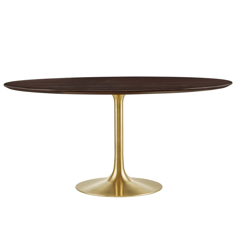 Modway Lippa Wood Dining Table, Cherry Walnut, Gold, 60" L x 60" W