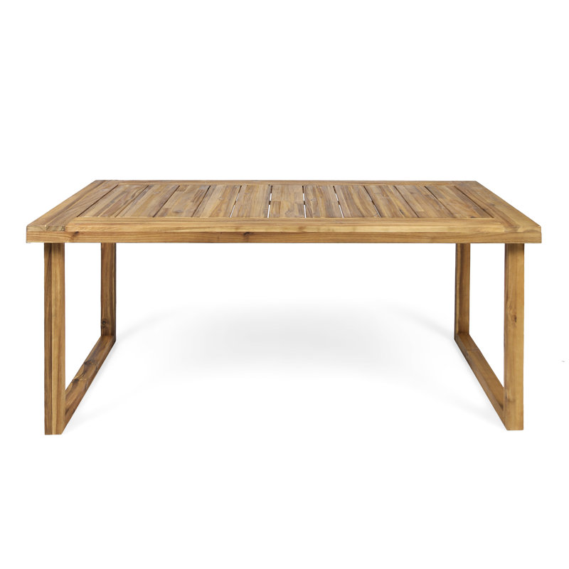 Table d'extérieur en bois de 69 po au fini naturel, ajoutant de l'élégance à votre élégante finition de salle à manger pour des soupers mémorables