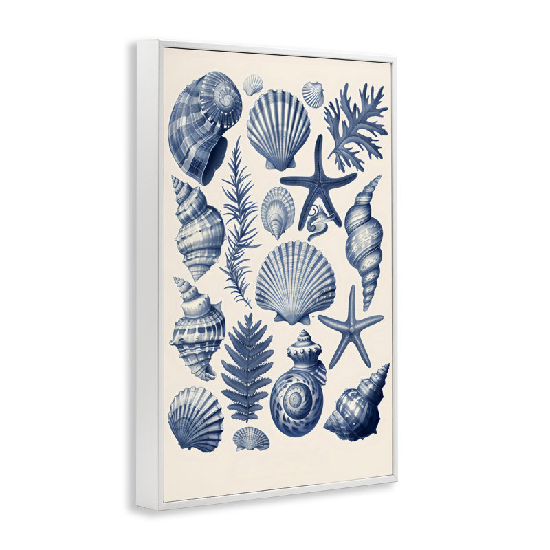 Conch & Creature Collection Framed Giclee, design by LSR Design Studio, 18" H x 12" W, Coastal White Framed Giclee