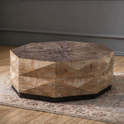 Retro Solid Manufactured Wood Octagon Coffee Table