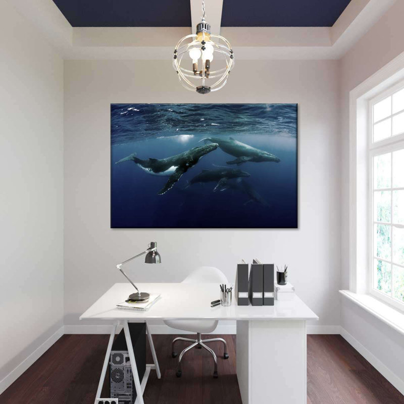 Baleines à bosse sur toile, H 8 po x l 12 po x P 1 po