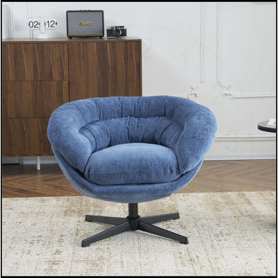 Chaise de bureau moderne en chenille avec pivot à 360 °, coussin amovible et base en métal noir pour le salon, la chambre à coucher et le bureau