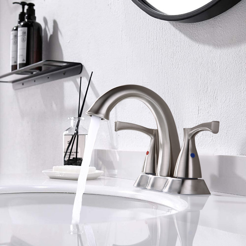 2-handle Bathroom Faucet with Drain Assembly, Brushed Nickel