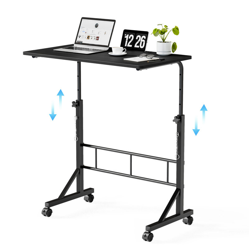 Adjustable Height Desk on Wheels, Ergonomic Mobile Standing Desk, Portable Laptop Desk Standing Table Home Office Desks