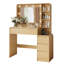Bureau de meuble-lavabo moderne de 39 po avec miroir à DEL réglable 3 couleurs et station de charge multi-ports, 5 tiroirs et tablettes latérales ouvertes-131076653