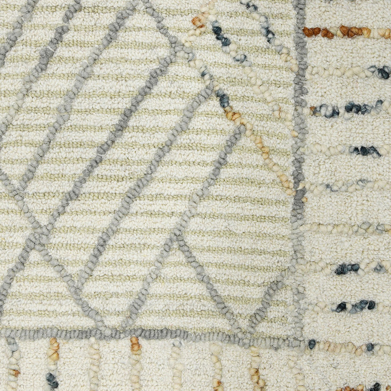 Tapis ivoire en laine bouclé / crocheté à la main Ahnjayla, Rectangle 8 pi x 10 pi