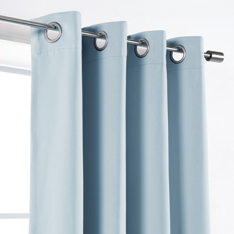 Schaeffer Solid Blackout Thermal Grommet Curtain Panels, Sky Blue, 52" W x 63" L