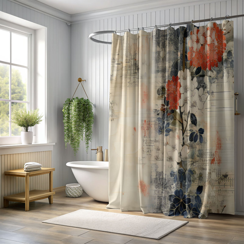 Rideau de douche Vintage Leaves - Premium, H 74 po x l 71 po