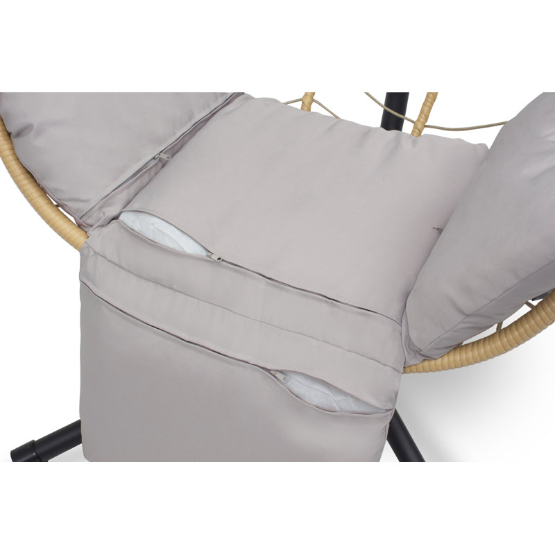 Yampa 1 Person Swing Chair with Stand, Gold/White