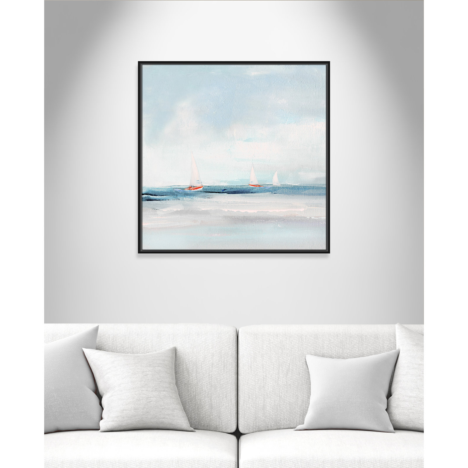 Charter "Caribbean Sail" Painting by Sally Swatland, Black, 31.5" H x 31.5" W x 2" D