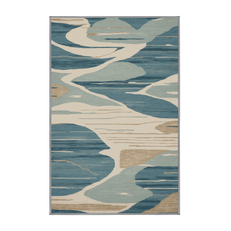  Tapis lavable Coastal Abstract Elite Coastal, Tapis de couloir 2 pi x 5 pi