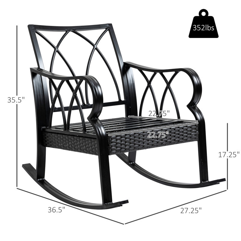 Backyard Rocking Chair - Blue. Padded Seating With Cushions. Aluminum . Strong Metal Base. Weather- Design. 26.51"W Blue Patio Chair. Cushions And Details. Furniture Stable Base For Rocking.