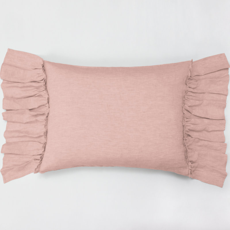Pink Linen Ruffled Standard Pillow Sham