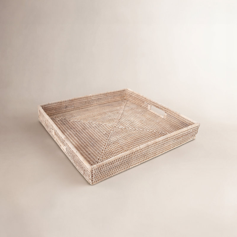 Plateau de service Edmond, Blanc délavé, H 3 po x l 16 po x P 16 po, Pas de paquet