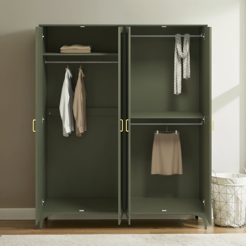 Harrington Curtis 4 Door Wardrobe with Mirror, Kale Green