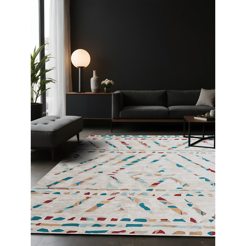 Tapis gris soyeux et moelleux, Carré 8 pi