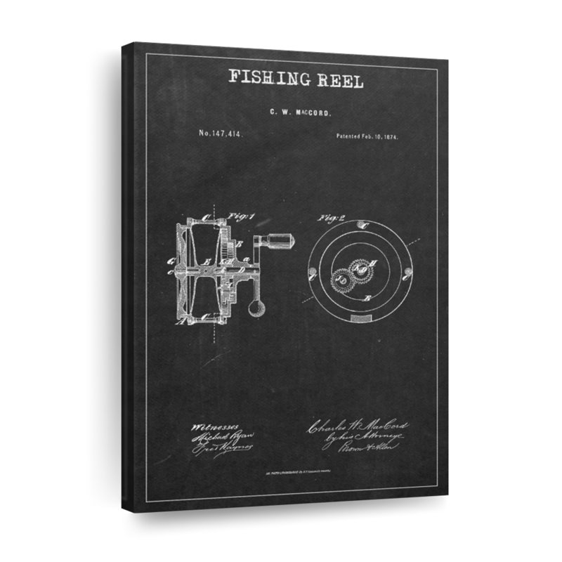 Moulinet de pêche brevet BW, H 39 po x l 26 po x P 1,25 po