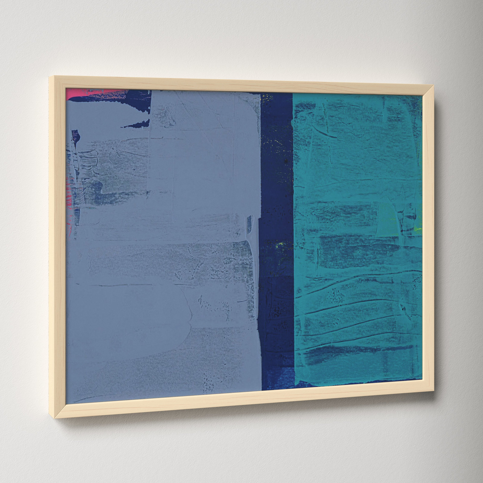 Bold In Blue 2 by Andrea Stokes, Brown Framed, 40" H x 50" W x 1.25" D