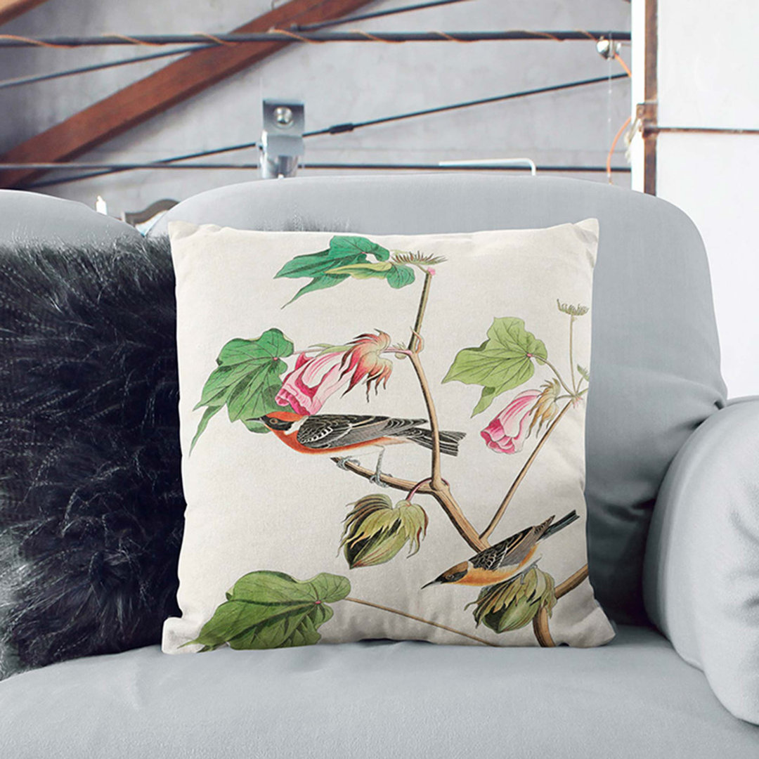 Bay-Breasted Warblers from Birds by John James Audubon Cushion with Filling