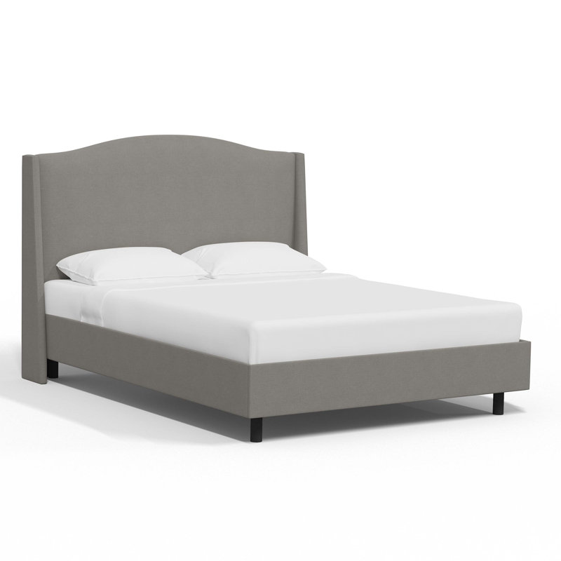 Cealie Upholstered Wingback Bed, Classic Grey Linen, Full