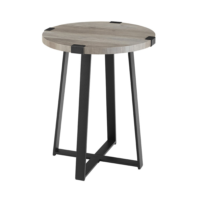 Paramus 22'' Tall Cross Legs End Table, Gray Wash