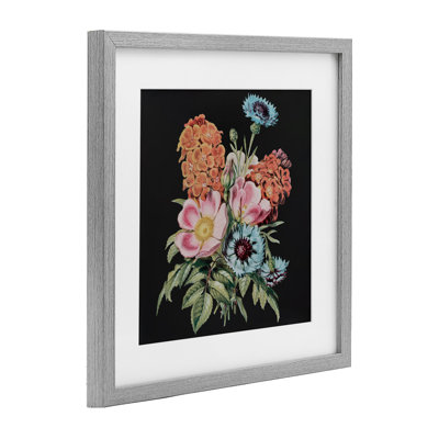 Étude de bouquet rétro sur verre encadré noir, conception par Dan Meneely