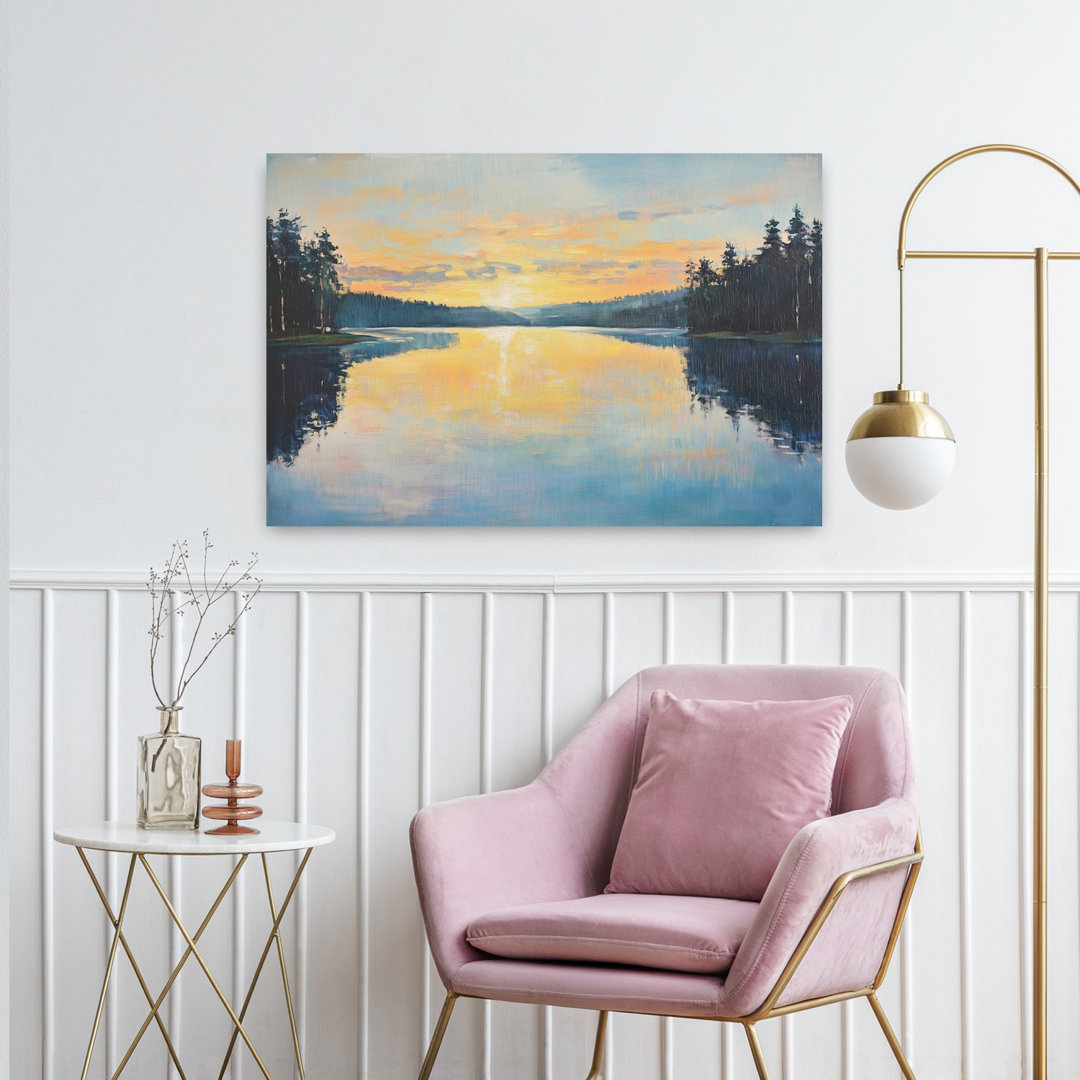 Blue Lake Morning Sunrise Abstract Contemporary Wall Art Print
