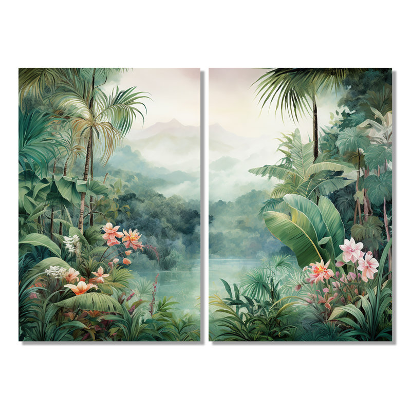 Art tropical, jungle tropicale, Toile tendue, Ne s’applique pas, H 36 po x l 48 po
