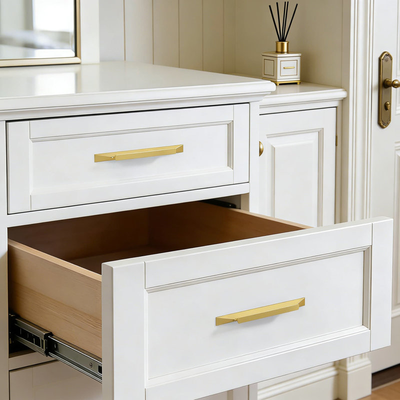 Ensemble de 15 poignées d'armoire en laiton brossé, quincaillerie pour poignées de tiroir de 5 pouces pour armoires de cuisine et commodes, finition or mat