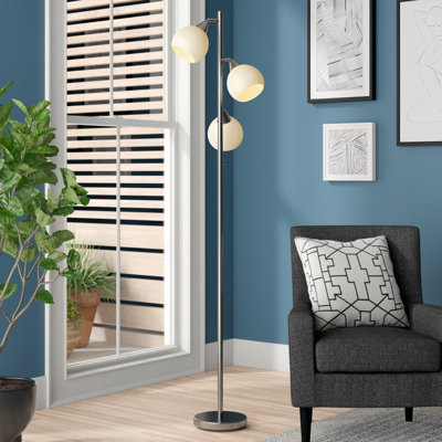71'' Brushed Steel Tree Floor Lamp