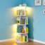 Bibliothèque pivotante à 360 degrés, bibliothèque d'angle à 4 niveaux avec déflecteurs en acrylique pour un rangement et une présentation peu encombrants dans le salon, la chambre à coucher ou le bureau