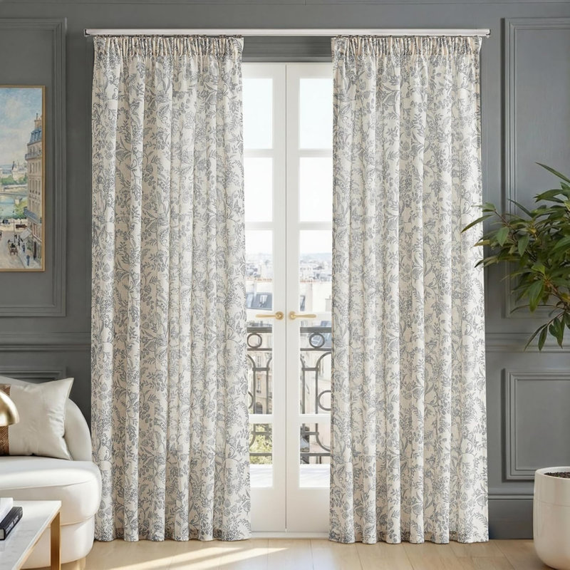 Linen Blend Sheer Curtain Panel Pair