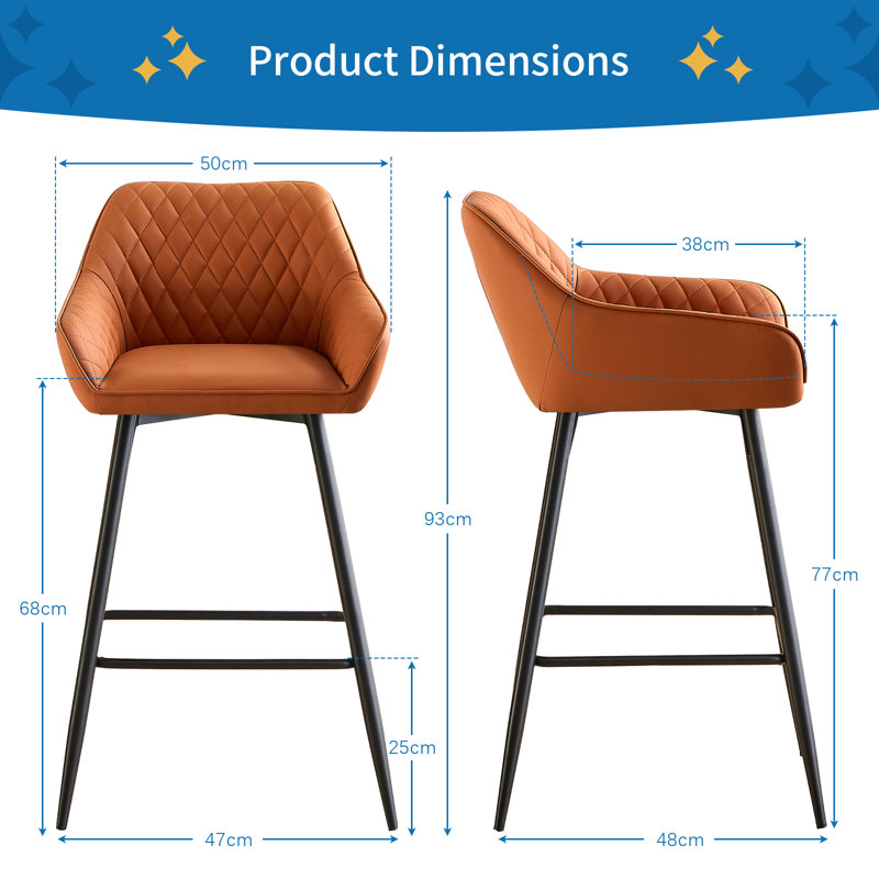Upholstered Counter Stool, Orange