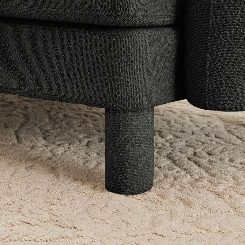 Boucle Upholstered Ottoman For Sectional, Dark Gray