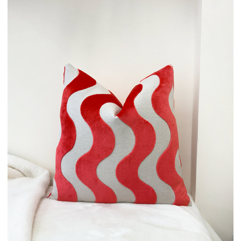 Housse de coussin Wavy, 22 x 22 po, Rose