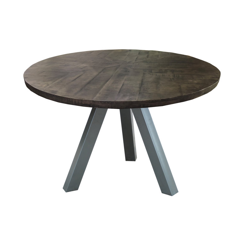 Piatto Mango Round Wood Top Dining Table, Grey