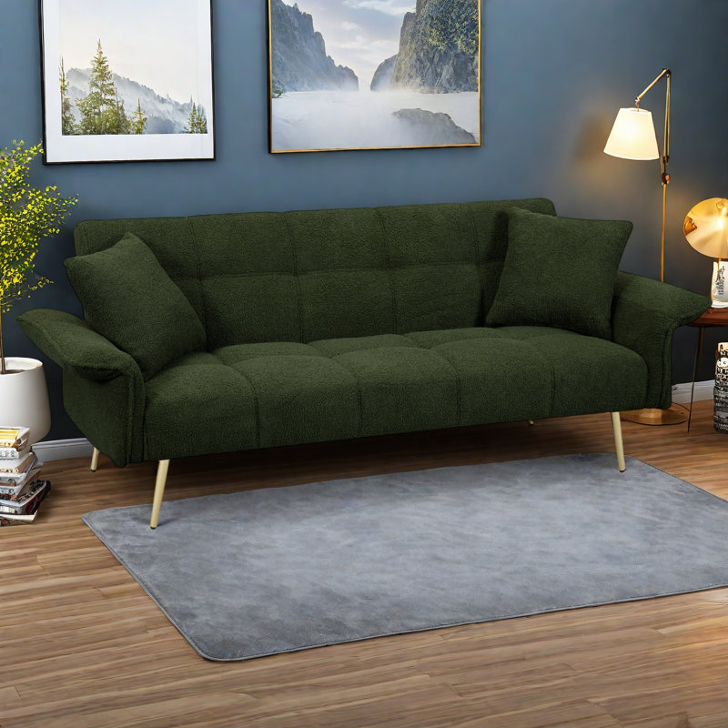 Futon-lit 70,1 po, canapé-lit double convertible, Jaune