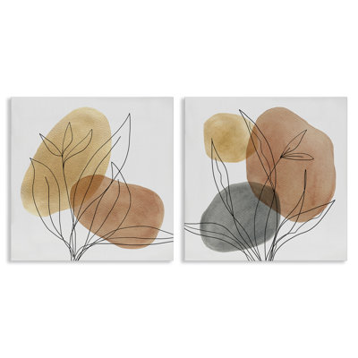 Simple Neutral Southwestern Tones Botanical Plant Design by Carol Robinson - 2 Piece Painting Set