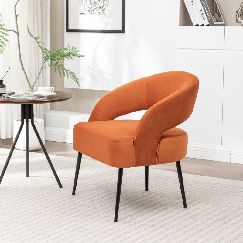 Mann Upholstered Velvet Armchair With Black Legs, Orange