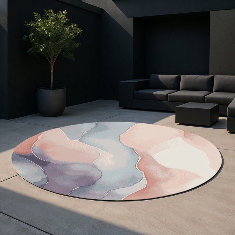 Celestial Flow Indoor And Outdoor Area Rug, Round 5'