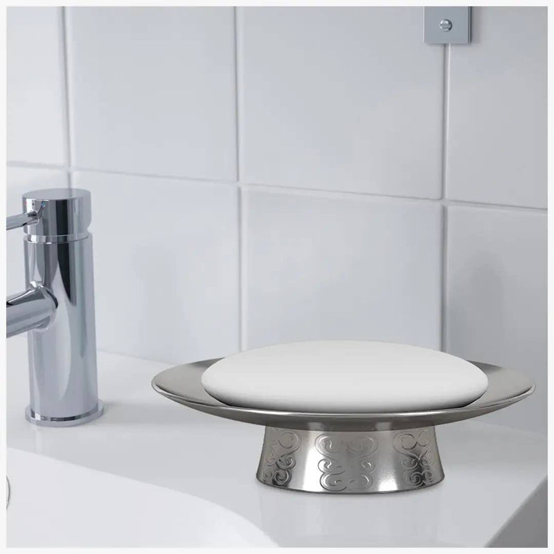 Porte-savon Oneita pour comptoir de salle de bain, douche et cuisine | Mercure / gravé