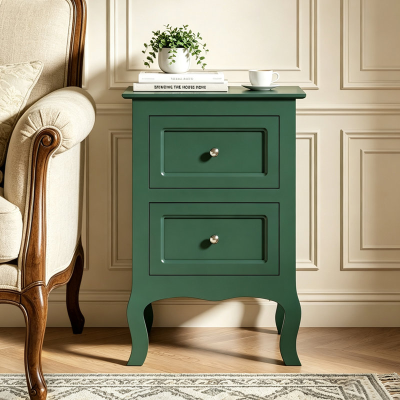 Armoire de rangement 2 tiroirs Authement (ensemble de 2), Ensemble de 2, Vert profond