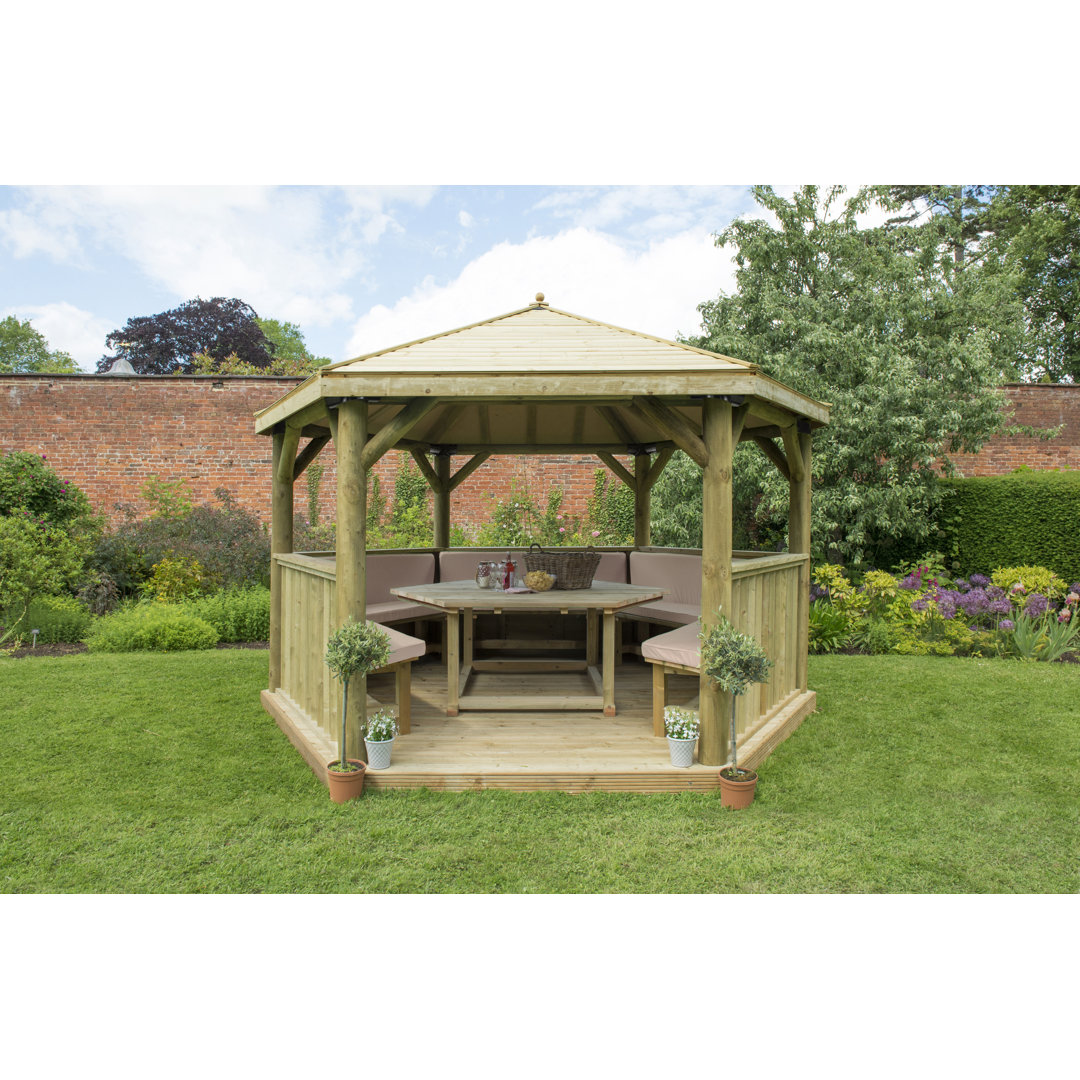 Furnished 4.3m x 3.7m Wooden Gazebo with Timber Roof with Installation Service
