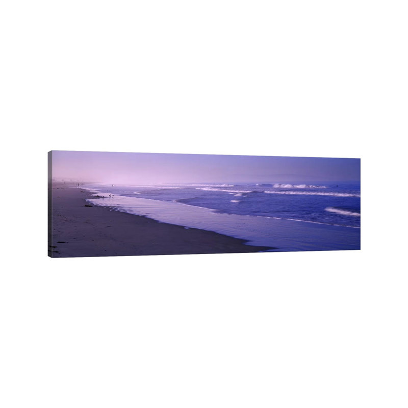 Surf on the Beach, Santa Monica, Los Angeles County, California, USA 1 Piece Wrapped Canvas Panoramic Wall Art