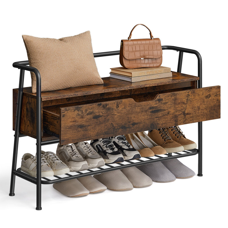 Banc à chaussures avec tiroir organisateur, H 25 po x l 39,4 po x P 11,8 po